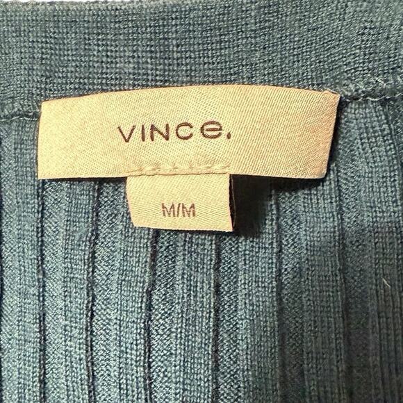 NWT Vince Teal Ribbed Wool Scoop Neck Long Sleeve Top - Medium - Picture 5 of 7